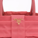 PRADA Ribbon Hand Bag Nylon Pink Gold Auth 191389A-18