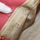 PRADA Ribbon Hand Bag Nylon Pink Gold Auth 191389A-9