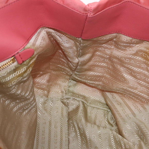 PRADA Ribbon Hand Bag Nylon Pink Gold Auth 191389A