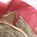 PRADA Ribbon Hand Bag Nylon Pink Gold Auth 191389A-23