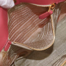 PRADA Ribbon Hand Bag Nylon Pink Gold Auth 191389A-11