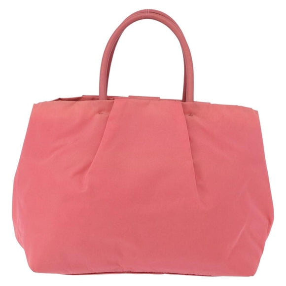 PRADA Ribbon Hand Bag Nylon Pink Gold Auth 191389A