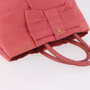 PRADA Ribbon Hand Bag Nylon Pink Gold Auth 191389A-6