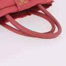 PRADA Ribbon Hand Bag Nylon Pink Gold Auth 191389A-7