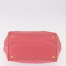 PRADA Ribbon Hand Bag Nylon Pink Gold Auth 191389A-5