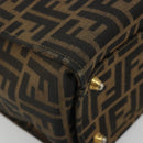 FENDI Zucca Canvas Vanity Hand Bag Black Brown Auth 191413-14