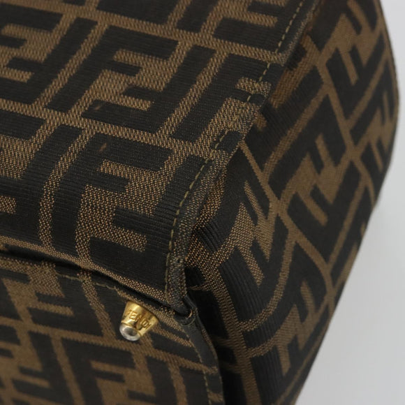 FENDI Zucca Canvas Vanity Hand Bag Black Brown Auth 191413