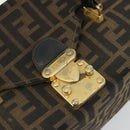 FENDI Zucca Canvas Vanity Hand Bag Black Brown Auth 191413-10