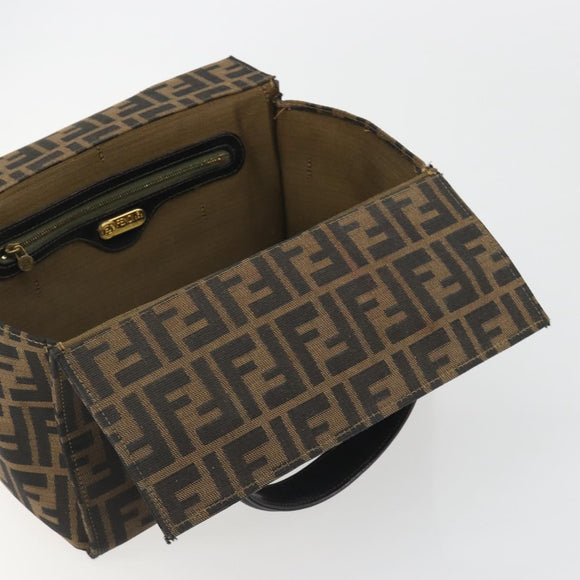 FENDI Zucca Canvas Vanity Hand Bag Black Brown Auth 191413