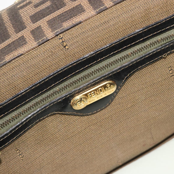FENDI Zucca Canvas Vanity Hand Bag Black Brown Auth 191413