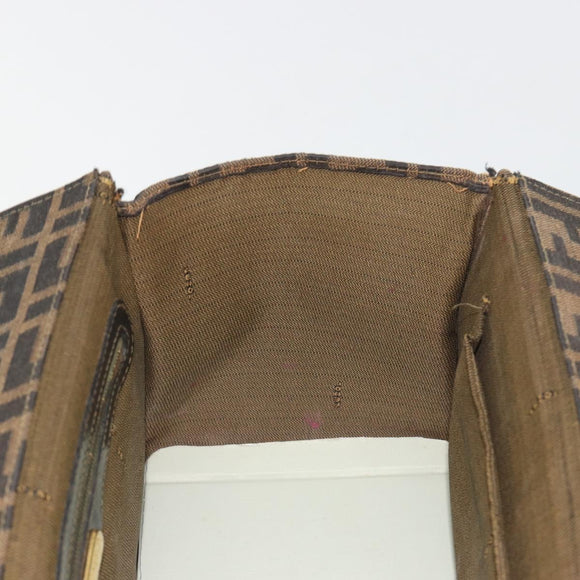 FENDI Zucca Canvas Vanity Hand Bag Black Brown Auth 191413