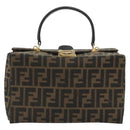 FENDI Zucca Canvas Vanity Hand Bag Black Brown Auth 191413-13