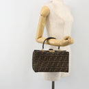 FENDI Zucca Canvas Vanity Hand Bag Black Brown Auth 191413-25
