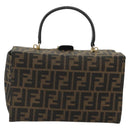 FENDI Zucca Canvas Vanity Hand Bag Black Brown Auth 191413-2