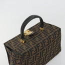 FENDI Zucca Canvas Vanity Hand Bag Black Brown Auth 191413-6