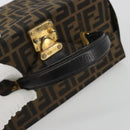 FENDI Zucca Canvas Vanity Hand Bag Black Brown Auth 191413-7