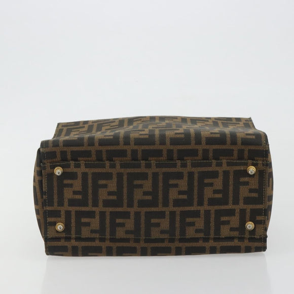 FENDI Zucca Canvas Vanity Hand Bag Black Brown Auth 191413