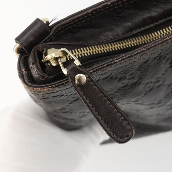 GUCCI GG Canvas Guccissima Bag Leather Dark Brown Gold 201538 Auth 191414