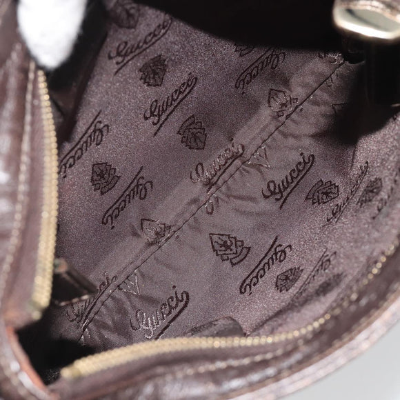 GUCCI GG Canvas Guccissima Bag Leather Dark Brown Gold 201538 Auth 191414