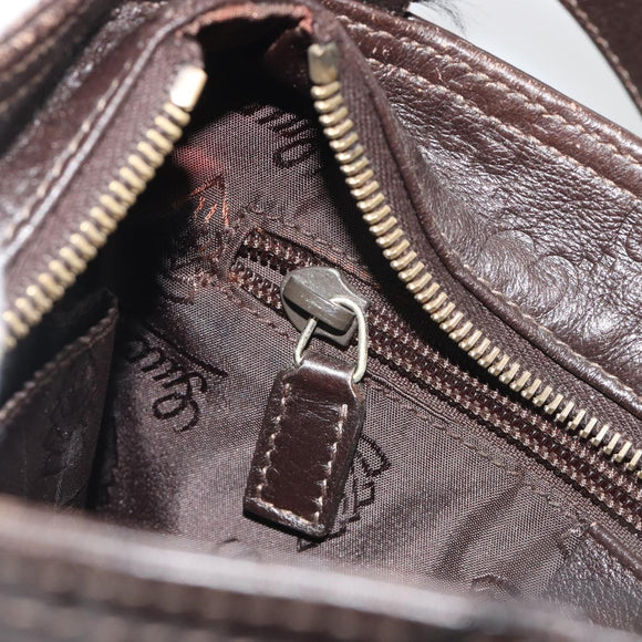 GUCCI GG Canvas Guccissima Bag Leather Dark Brown Gold 201538 Auth 191414
