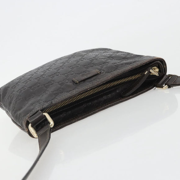 GUCCI GG Canvas Guccissima Bag Leather Dark Brown Gold 201538 Auth 191414
