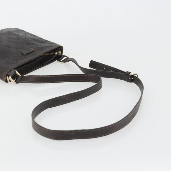 GUCCI GG Canvas Guccissima Bag Leather Dark Brown Gold 201538 Auth 191414