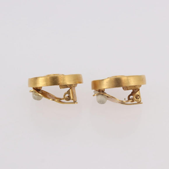 CHANEL COCO Mark Earring Metal Gold Tone CC Auth 191417
