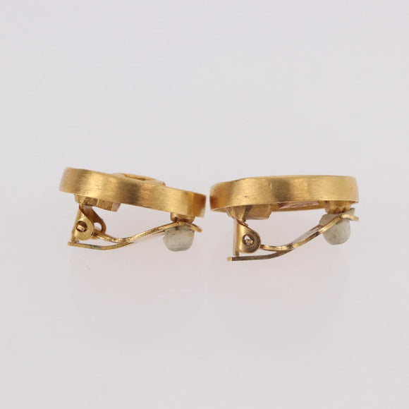CHANEL COCO Mark Earring Metal Gold Tone CC Auth 191417