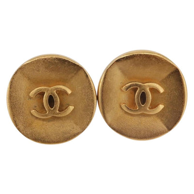 CHANEL COCO Mark Earring Metal Gold Tone CC Auth 191417 - 0