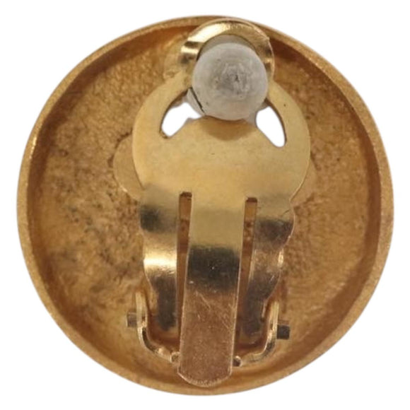 CHANEL COCO Mark Earring Metal Gold Tone CC Auth 191417