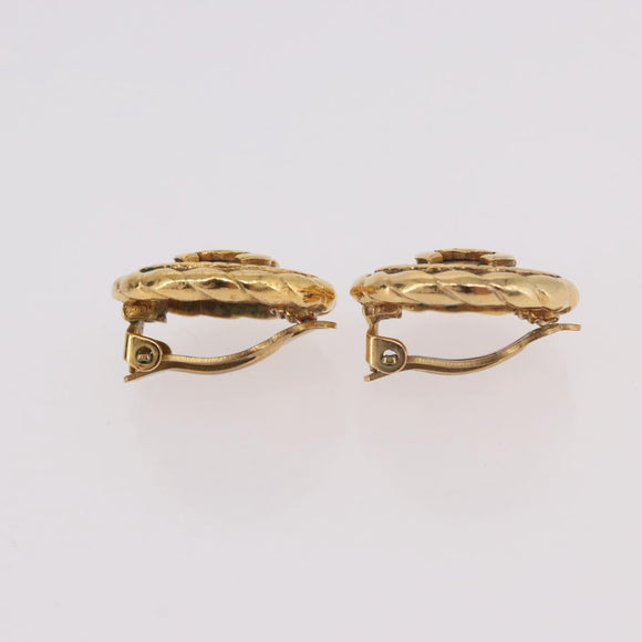 CHANEL COCO Mark Earring Metal Gold Tone CC Auth 191418V