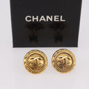CHANEL COCO Mark Earring Metal Gold Tone CC Auth 191418V-14