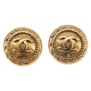 CHANEL COCO Mark Earring Metal Gold Tone CC Auth 191418V-2