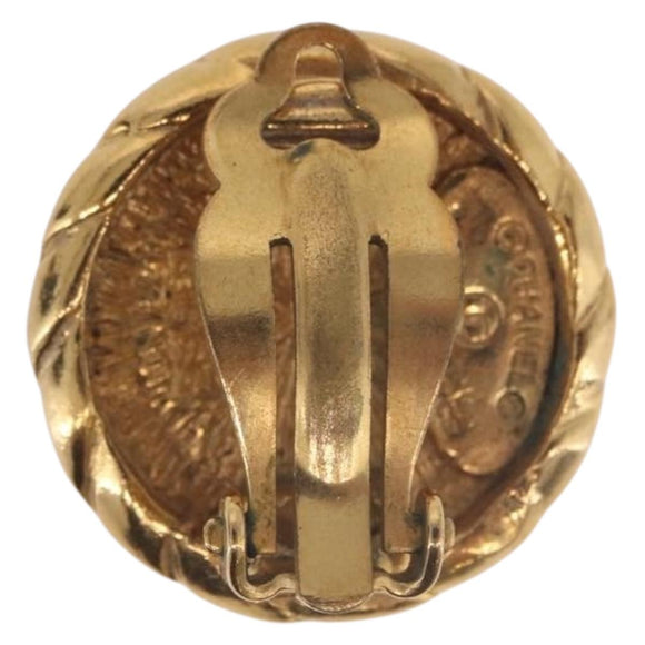 CHANEL COCO Mark Earring Metal Gold Tone CC Auth 191418V