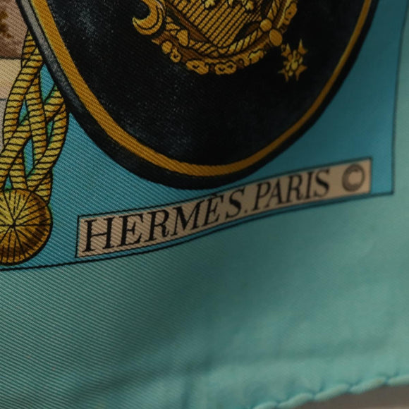 HERMES Carre 90 Scarf Silk Light Blue Auth 191431