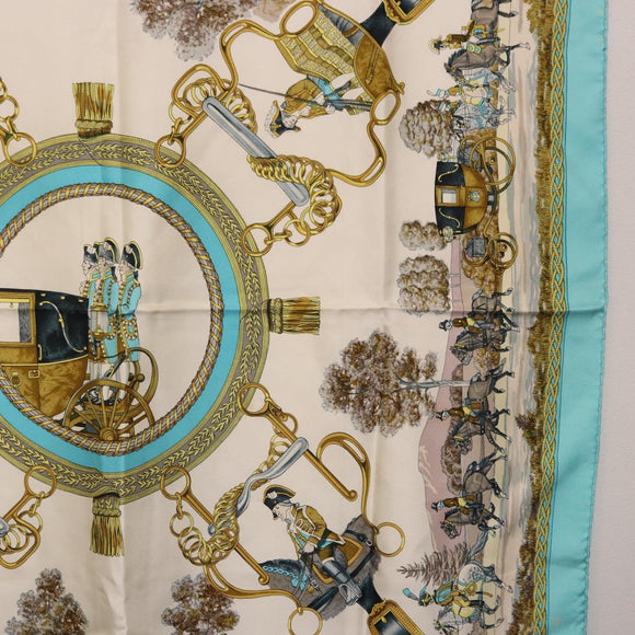 HERMES Carre 90 Scarf Silk Light Blue Auth 191431