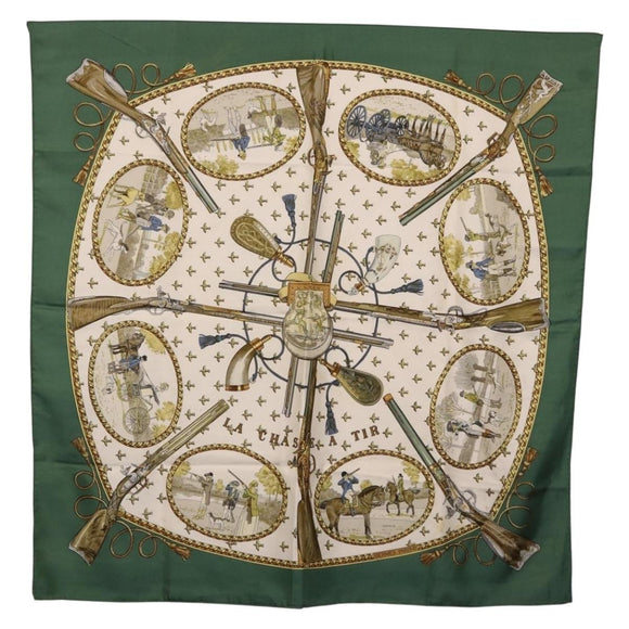 HERMES Carre 90 Scarf Silk Green Auth 191434