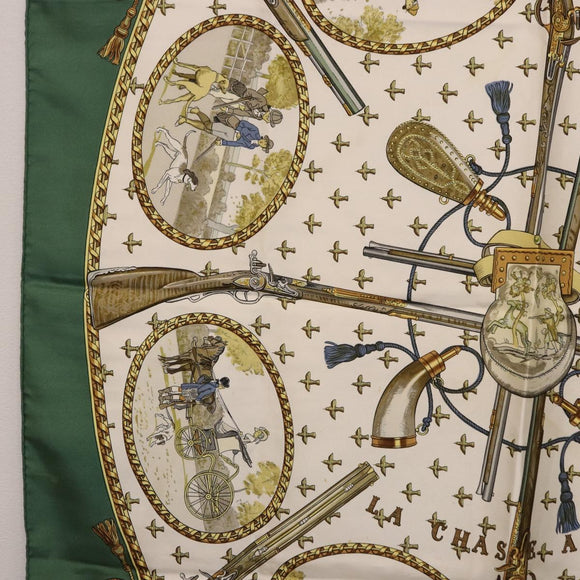 HERMES Carre 90 Scarf Silk Green Auth 191434