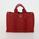 HERMES Hand Bag Canvas 2 Set Red Navy Auth 191436-11