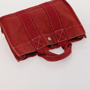 HERMES Hand Bag Canvas 2 Set Red Navy Auth 191436-13