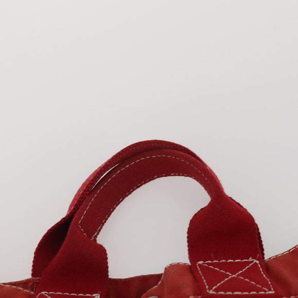 HERMES Hand Bag Canvas 2 Set Red Navy Auth 191436