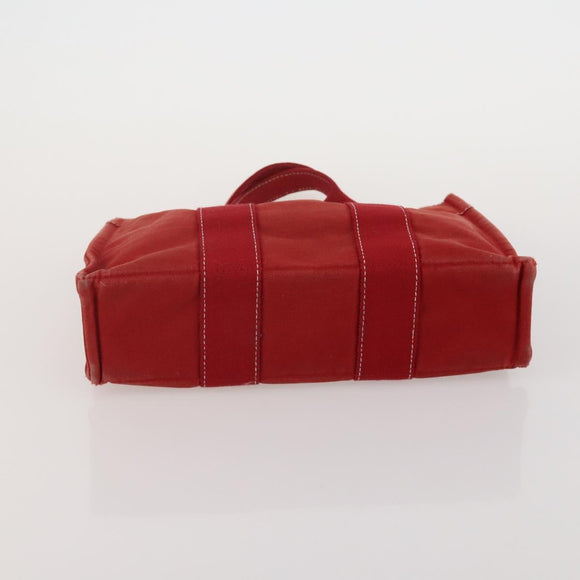 HERMES Hand Bag Canvas 2 Set Red Navy Auth 191436