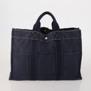 HERMES Hand Bag Canvas 2 Set Red Navy Auth 191436-2