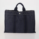 HERMES Hand Bag Canvas 2 Set Red Navy Auth 191436-3