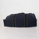HERMES Fourre Tout MM Hand Bag Canvas 5 Set Navy Black Auth 191437-10