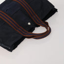 HERMES Fourre Tout MM Hand Bag Canvas 5 Set Navy Black Auth 191437-14