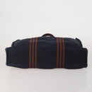 HERMES Fourre Tout MM Hand Bag Canvas 5 Set Navy Black Auth 191437-15