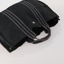HERMES Fourre Tout MM Hand Bag Canvas 5 Set Navy Black Auth 191437-25