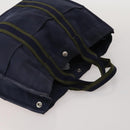 HERMES Fourre Tout MM Hand Bag Canvas 5 Set Navy Black Auth 191437-9