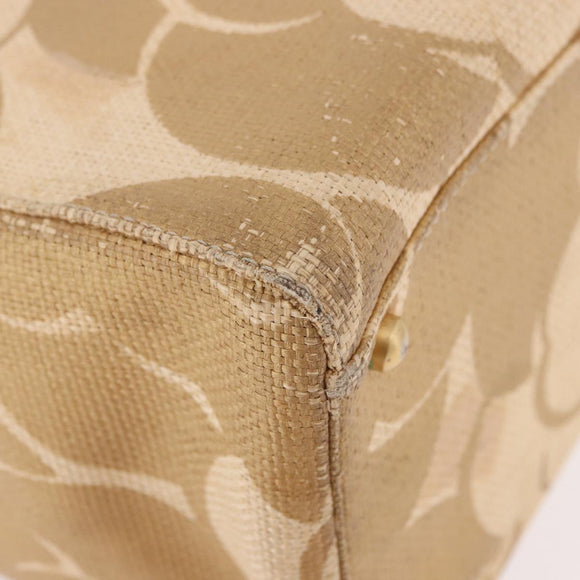 CHANEL Chain Shoulder Tote Bag Raffia Beige Gold CC Auth 191448V